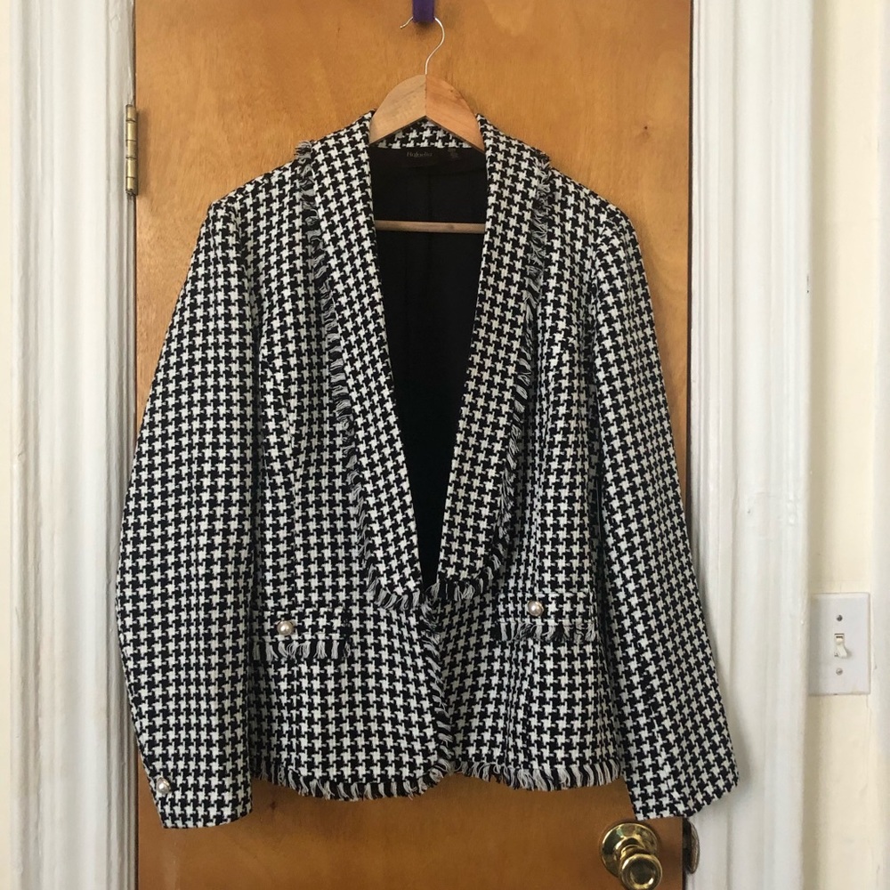 Rafaella Fringe Houndstooth Blazer - NWT